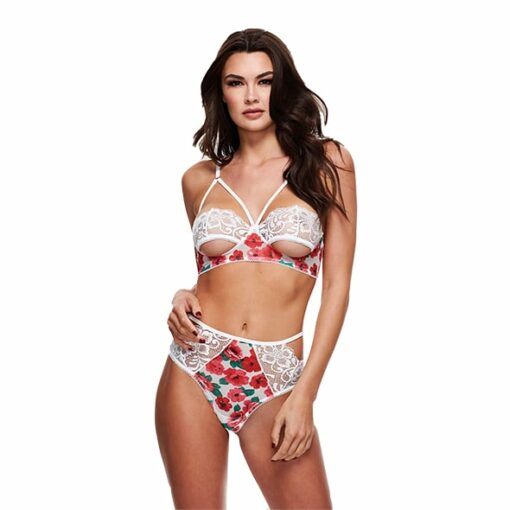 Baci - White Floral & Lace Bra Set M/L